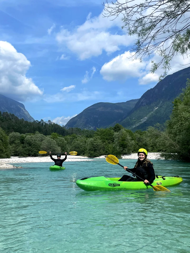 Happy kayaker on the Soča