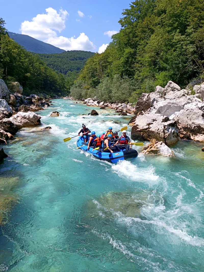 Rafting through the Soča canyon